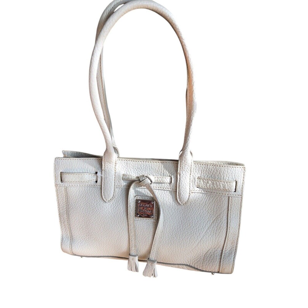 DOONEY & BOURKE East West Tassel OFF WHITE IVORY Pebble Leather Purse Bag